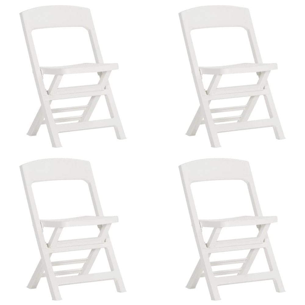 Vidaxl Skladacie záhradné stoličky 4 ks PP biele